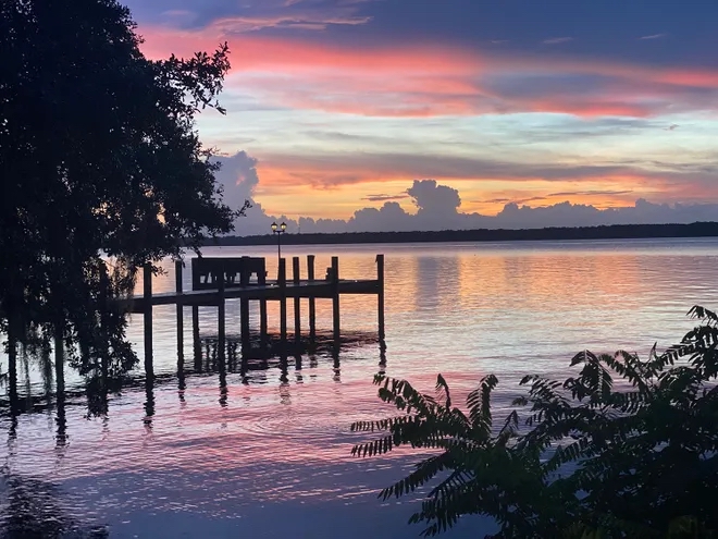 Sunset reflecting in St John's River in Palatka Florida
